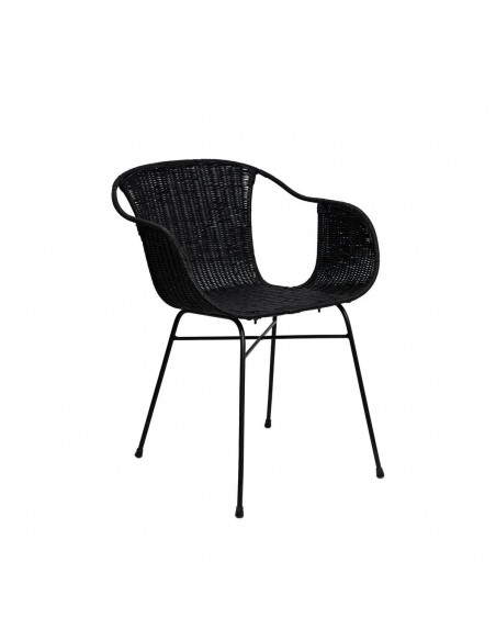 Cadeira em vime ALLEGRA com braços, base em metal natural e preto