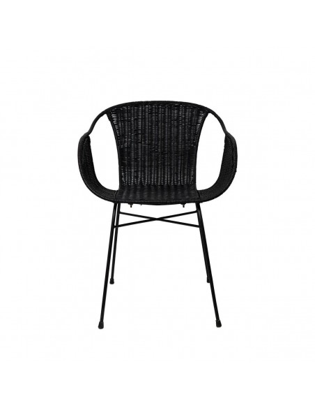 Cadeira em vime ALLEGRA com braços, base em metal natural e preto