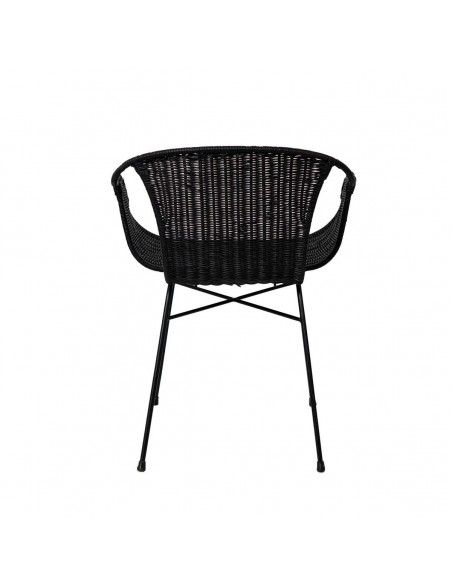 Cadeira em vime ALLEGRA com braços, base em metal natural e preto