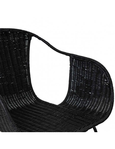 Cadeira em vime ALLEGRA com braços, base em metal natural e preto