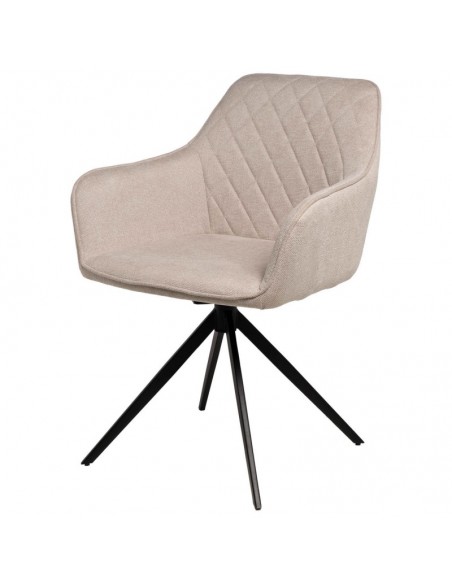 SILLA GIRATORIA con brazos AMALIA, tela y metal negro