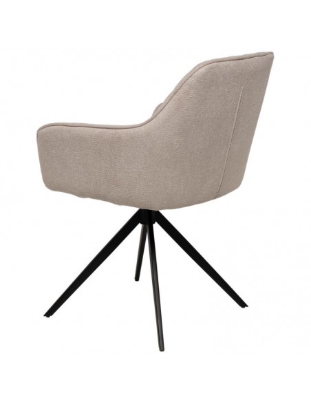 SILLA GIRATORIA con brazos AMALIA, tela y metal negro