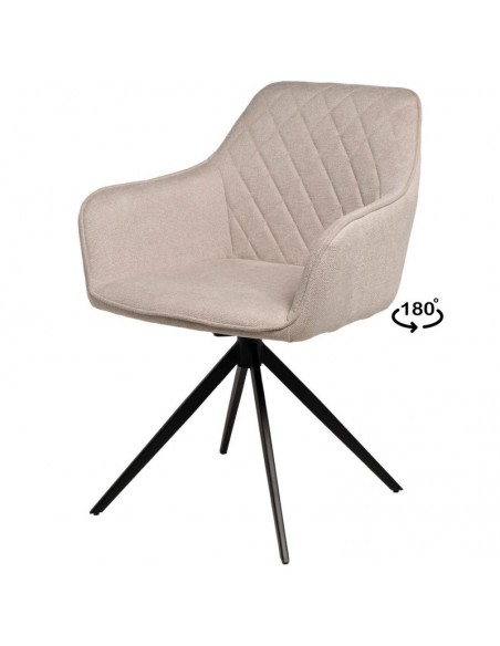 SILLA GIRATORIA con brazos AMALIA, tela y metal negro