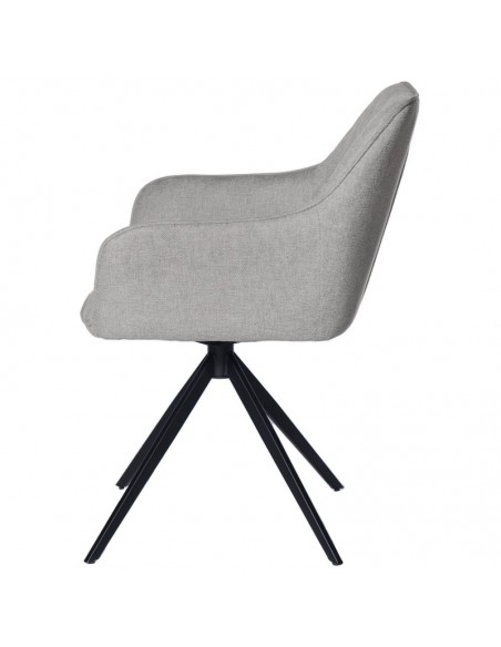 SILLA GIRATORIA con brazos AMALIA, tela y metal negro