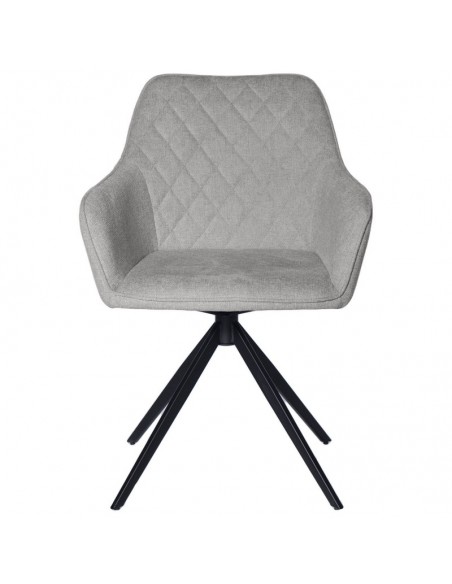 SILLA GIRATORIA con brazos AMALIA, tela y metal negro