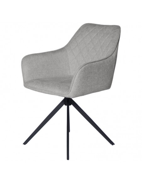 SILLA GIRATORIA con brazos AMALIA, tela y metal negro