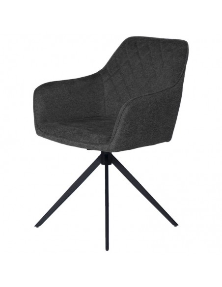 SILLA GIRATORIA con brazos AMALIA, tela y metal negro
