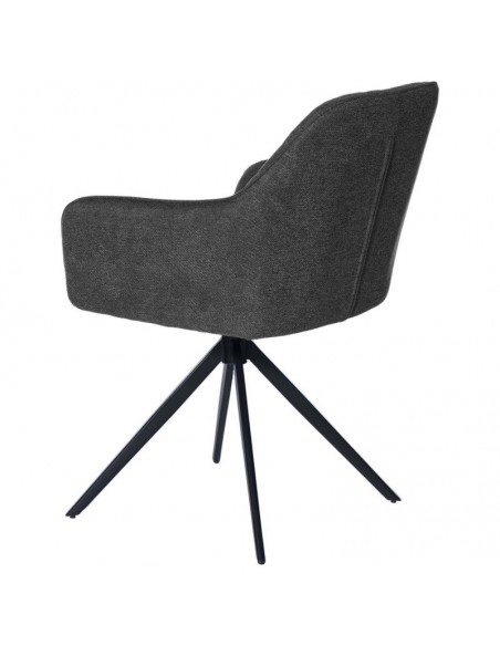 SILLA GIRATORIA con brazos AMALIA, tela y metal negro