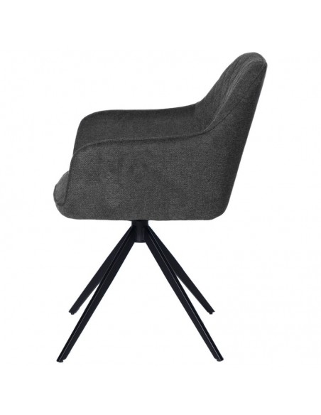SILLA GIRATORIA con brazos AMALIA, tela y metal negro
