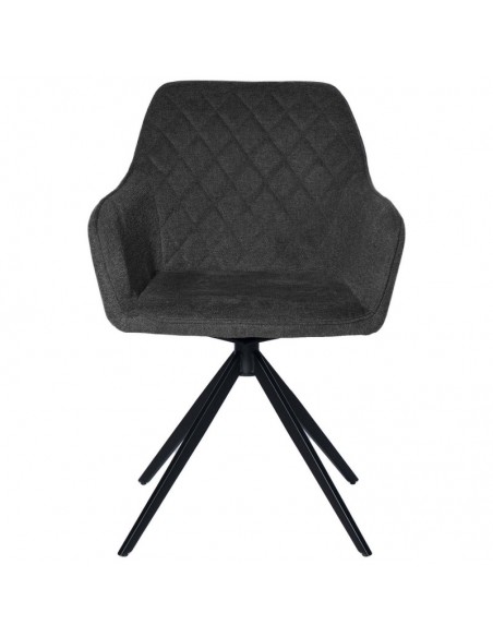 SILLA GIRATORIA con brazos AMALIA, tela y metal negro