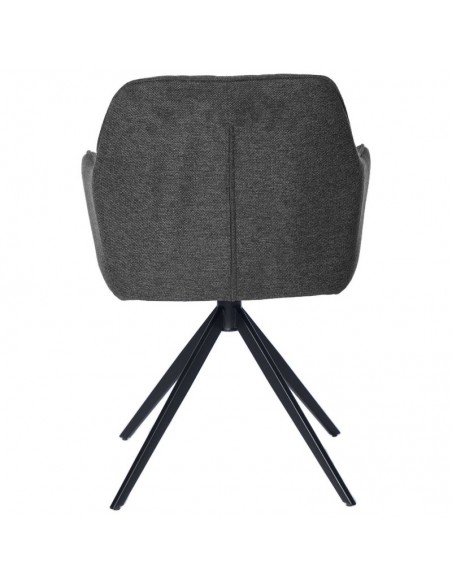 SILLA GIRATORIA con brazos AMALIA, tela y metal negro
