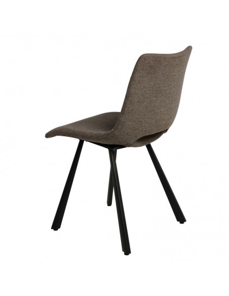 Cadeira de design Briana estofada em Taupe com pernas de metal.