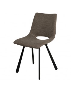 Silla de diseño Briana tapizada en Taupe con patas de metal. 2