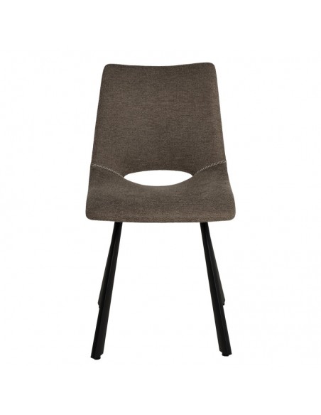Cadeira de design Briana estofada em Taupe com pernas de metal.