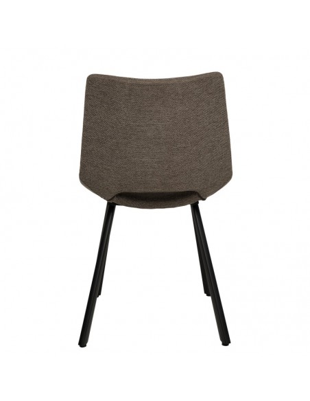 Cadeira de design Briana estofada em Taupe com pernas de metal.