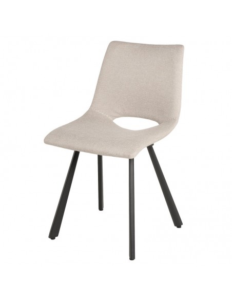 Silla de diseño Briana tapizada en Beige con patas de metal.