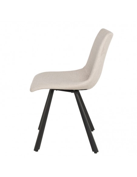 Cadeira de design Briana estofada em Beige com pernas de metal.