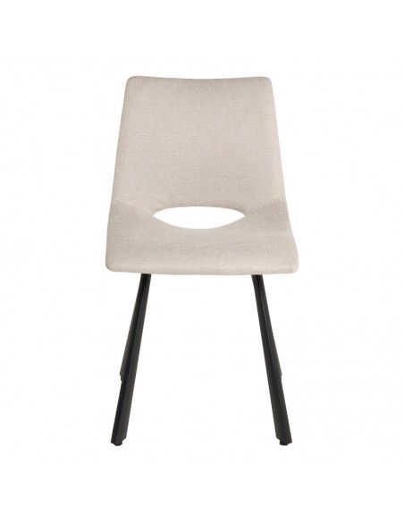 Cadeira de design Briana estofada em Beige com pernas de metal.