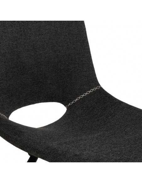 Silla de diseño Briana tapizada en Gris oscuro con patas de metal.