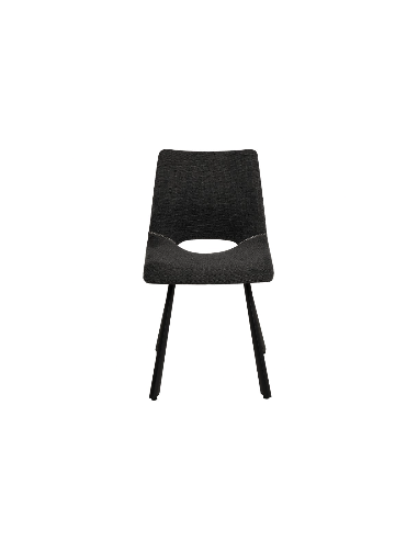 Silla de diseño Briana tapizada en Gris oscuro con patas de metal.