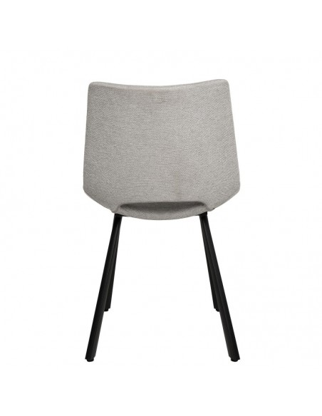 Silla de diseño Briana tapizada en Gris claro con patas de metal.