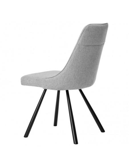 Silla Danica tapizada en tejido gris con patas de metal negro