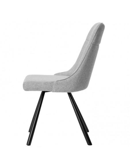 Silla Danica tapizada en tejido gris con patas de metal negro