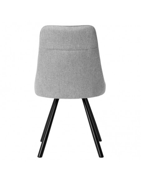 Silla Danica tapizada en tejido gris con patas de metal negro