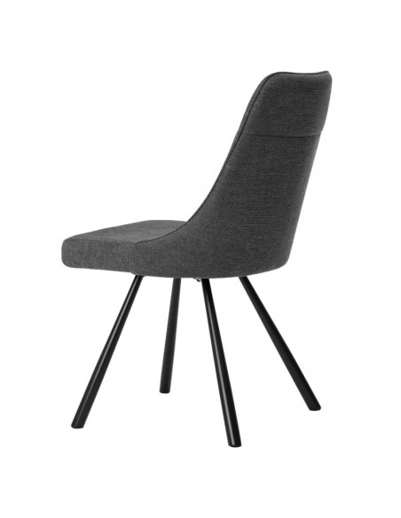 Silla Danica tapizada en tejido gris con patas de metal negro