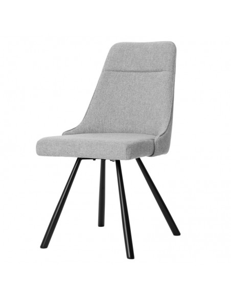 Silla Danica tapizada en tejido gris con patas de metal negro