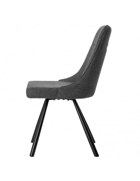 Silla Danica tapizada en tejido gris con patas de metal negro