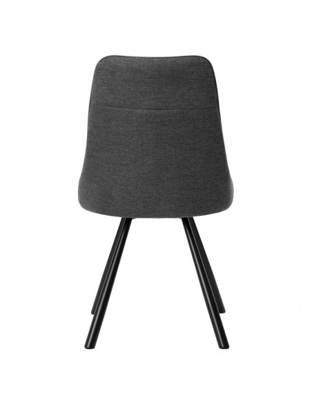 Silla Danica tapizada en tejido gris con patas de metal negro