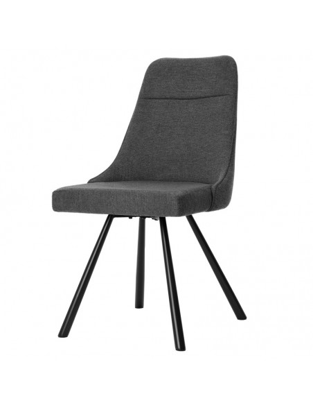 Silla Danica tapizada en tejido gris con patas de metal negro