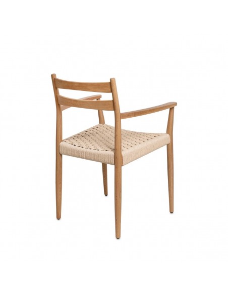 Silla mediterránea con brazos EDNA en madera natural y cuerda