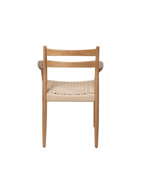 Silla mediterránea con brazos EDNA en madera natural y cuerda