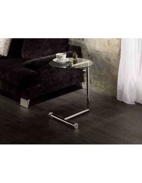 MESA AUXILIAR RODES REDONDA, cristal