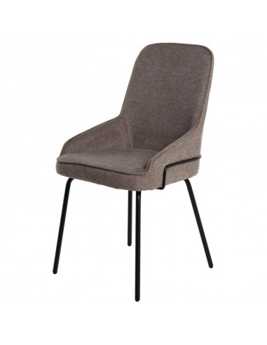 Cadeira de design GWEN, estofada em taupe e pes...