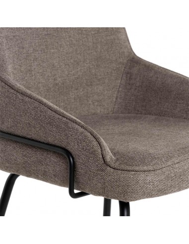 Silla de diseño GWEN, tela taupe y patas de...