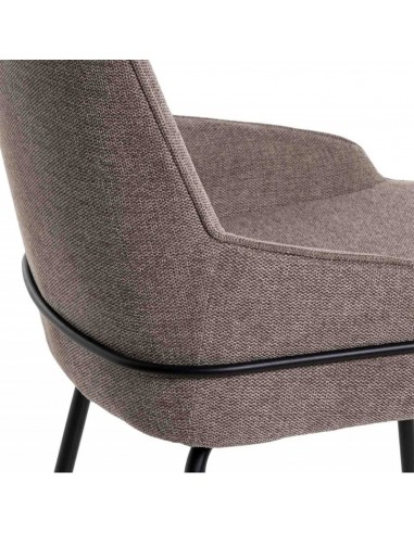 Cadeira de design GWEN, estofada em taupe e pes...