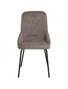 Silla de diseño GWEN, tela taupe y patas de metal negro