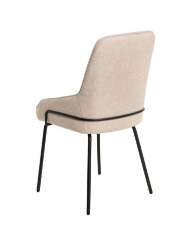 Cadeira de design GWEN, estofada em beige e pes...