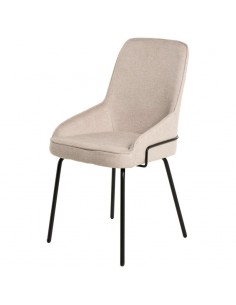 Cadeira de design GWEN, estofada em beige e pes em metal... 2