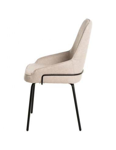 Silla de diseño GWEN, tela beige y patas de...