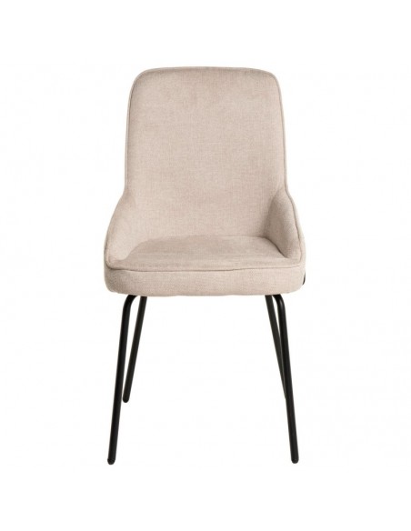 Silla de diseño GWEN, tela beige y patas de metal negro