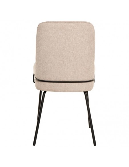 Silla de diseño GWEN, tela beige y patas de metal negro