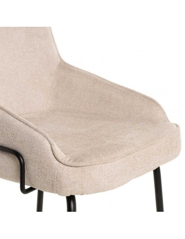 Silla de diseño GWEN, tela beige y patas de...