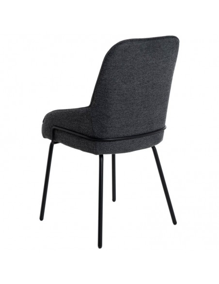 Cadeira de design GWEN, estofada em cinza escuro e pes em metal preto