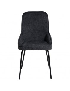 Silla de diseño GWEN, tela gris oscuro y patas de metal...