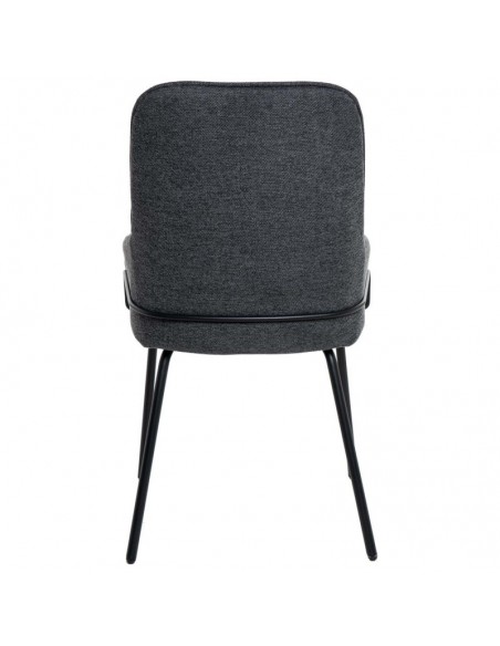 Silla de diseño GWEN, tela gris oscuro y patas de metal negro