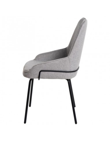Silla de diseño GWEN, tela gris claro y patas...